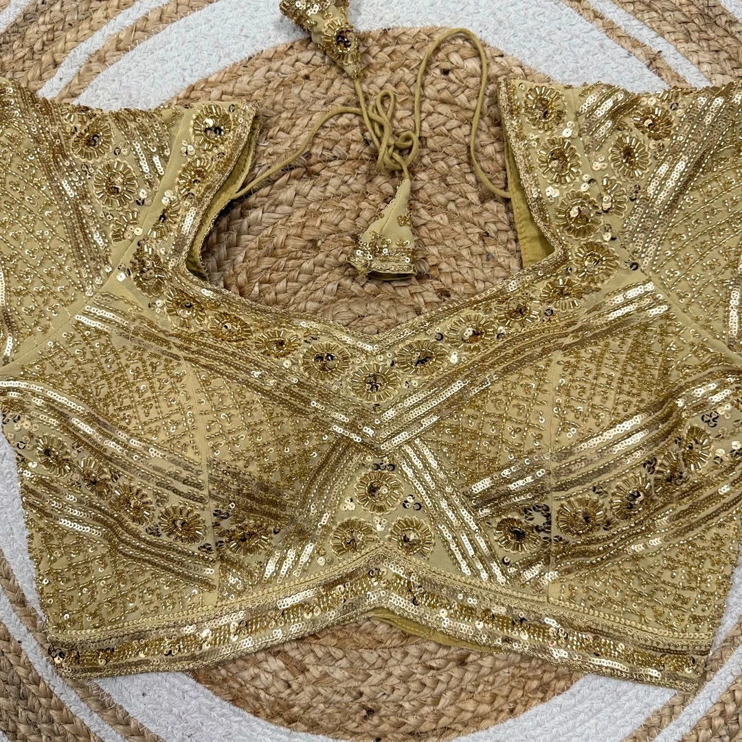 Gold Heavy Diamond Fully Handwork Blouse