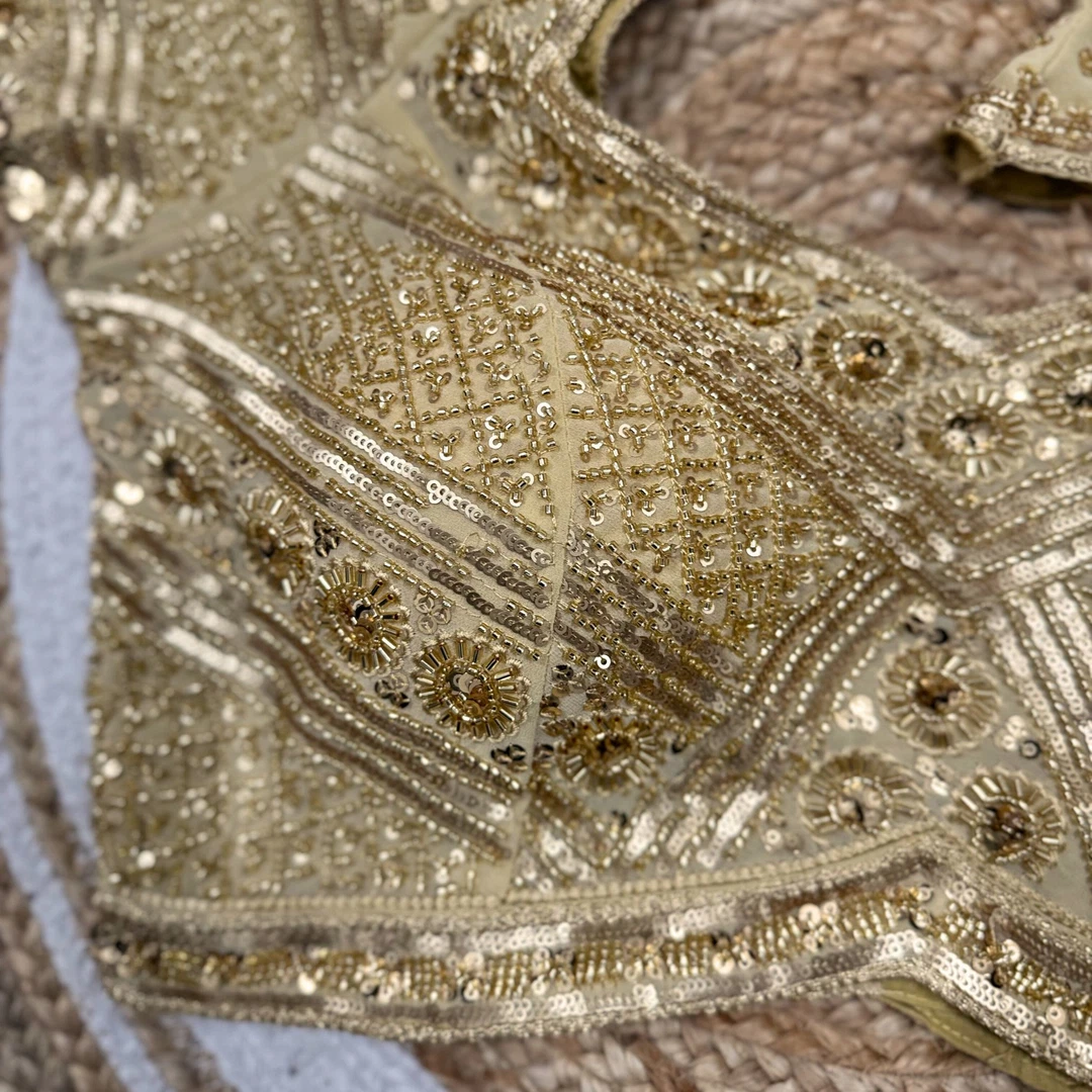 Gold Heavy Diamond Fully Handwork Blouse