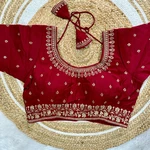 Maroon Roman Silk Thread Work Partywear Blouse