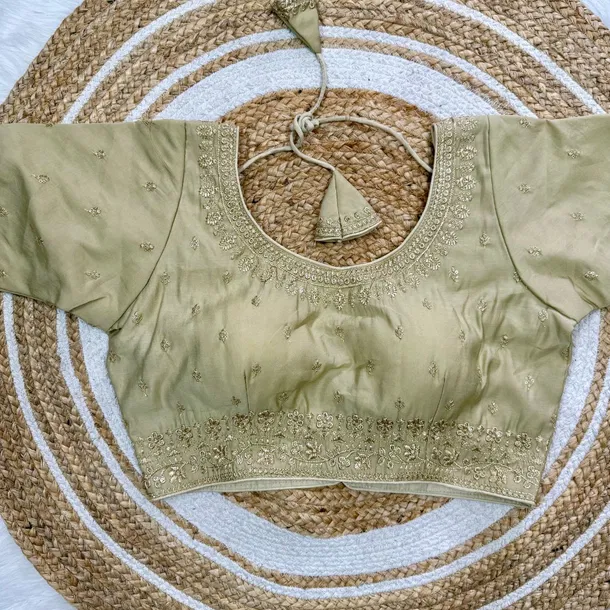 Gold Roman Silk Thread Work Partywear Blouse