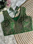 Green Color Luxury Heavy Handwork Sequence Embroidery Blouse in Italian Silk