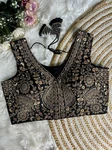 Black Color Luxury Heavy Handwork Sequence Embroidery Blouse in Italian Silk