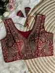 Maroon Color Luxury Heavy Handwork Sequence Embroidery Blouse in Italian Silk