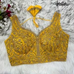 Yellow Color Fancy Bridal Blouse with Heavy Embroidery & Latkans in Italian Silk