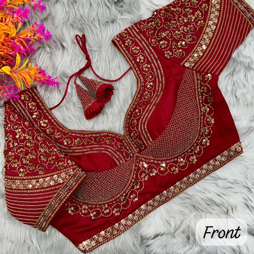 Maroon Sabyasachi Handwork Italian Silk Bridal Blouse