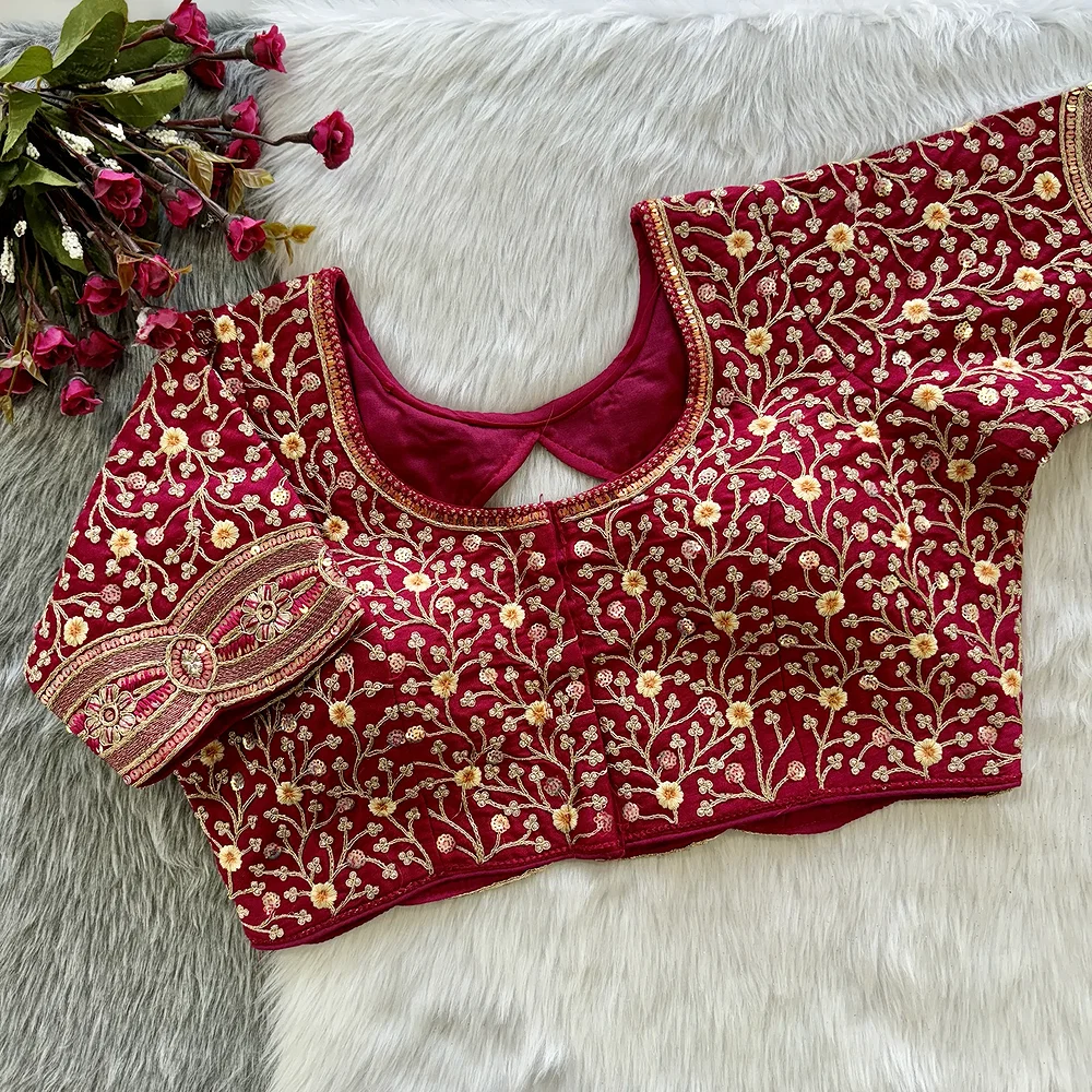 Rani Colour Timo Silk Blouse with Stylish Back Cutwork — view 1