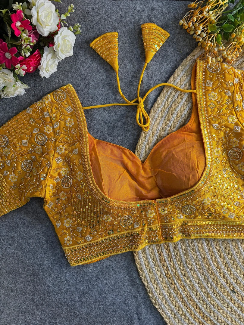 Yellow Colour Heavy Handwork Party Blouse