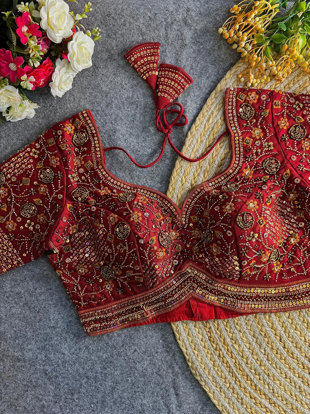 Maroon Colour Heavy Handwork Party Blouse — view 1
