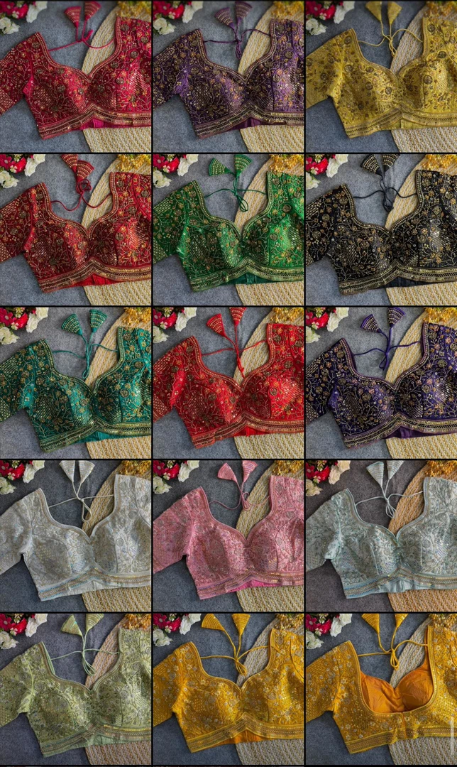 Green Colour Heavy Handwork Party Blouse