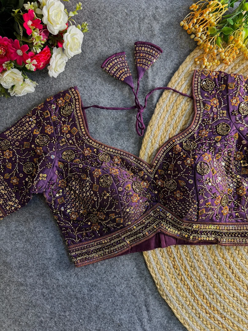 Wine Colour Heavy Handwork Party Blouse