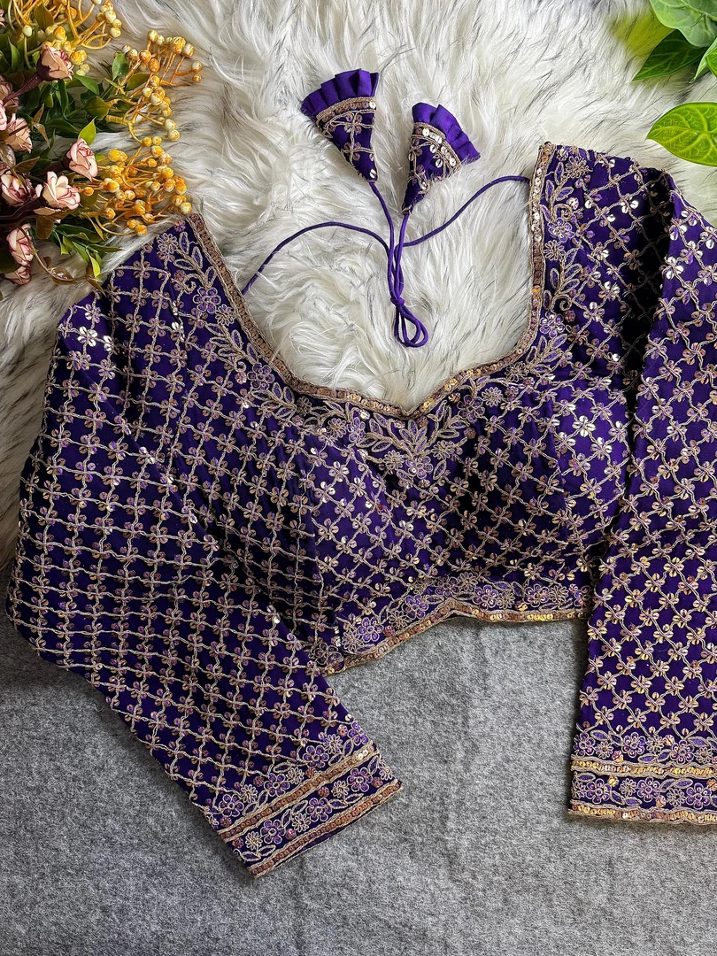 Purple Color Full Sleeve Partywear Blouse