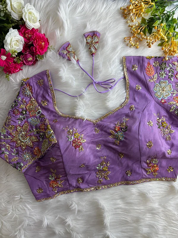 Lavender Color Soft Cosmos Silk Blouse — view 1