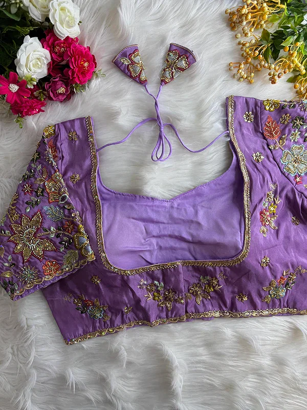 Lavender Color Soft Cosmos Silk Blouse — view 2
