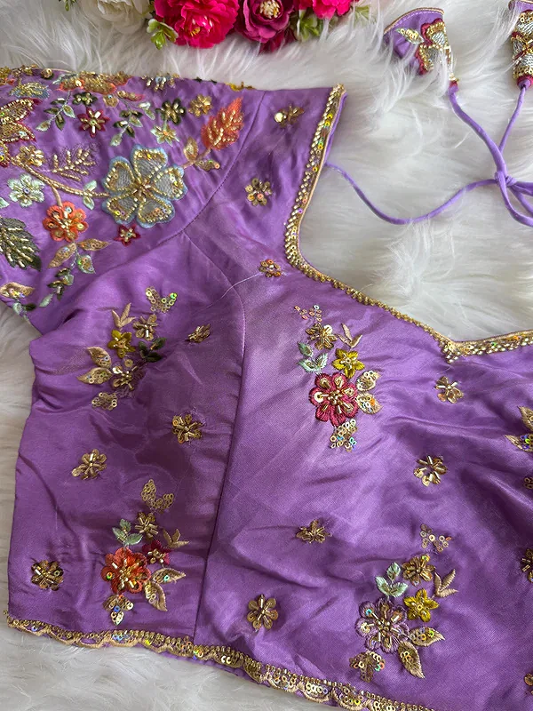 Lavender Color Soft Cosmos Silk Blouse — view 3