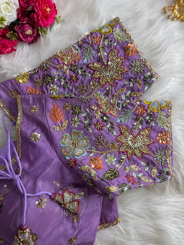 Lavender Color Soft Cosmos Silk Blouse — view 4
