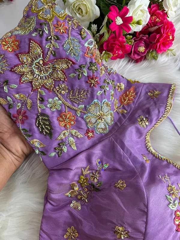 Lavender Color Soft Cosmos Silk Blouse — view 5