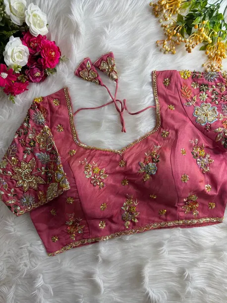 Peach Color Soft Cosmos Silk Blouse