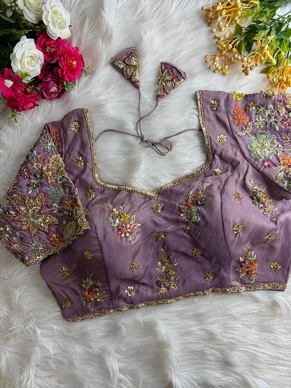 Onion Pink Color Soft Cosmos Silk Blouse — view 1
