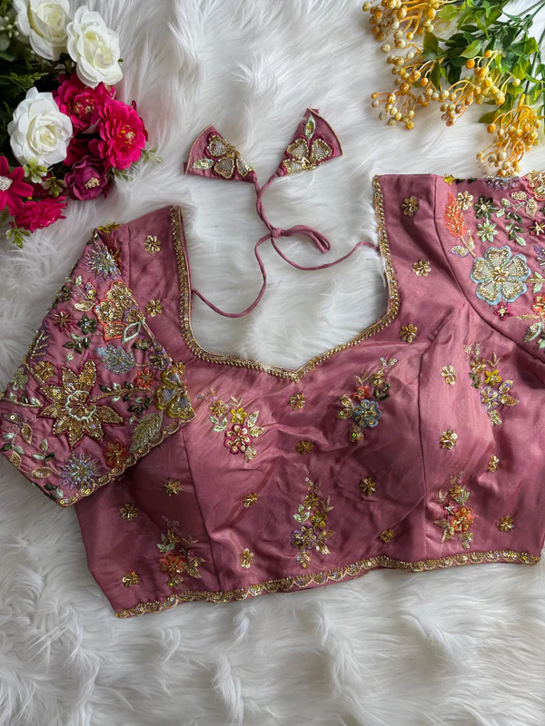 Pink Color Soft Cosmos Silk Blouse
