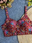 Red Color Mirror Work Gajji Silk Blouse