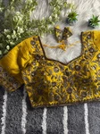 Yellow Color Handwork Blouse with Stars & Beads Bridal Blouse