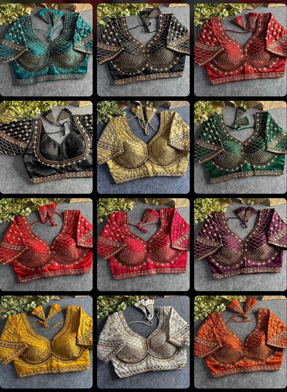Wine Color Handwork & Sequence Italian Silk Bridal Blouse — view 2