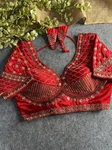 Red Color Handwork & Sequence Italian Silk Bridal Blouse