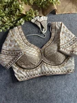 Cream Color Handwork & Sequence Italian Silk Bridal Blouse