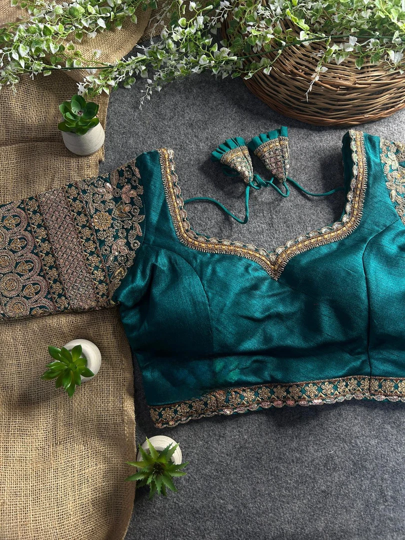 Rama Color Bridal Italian Silk Embroidered Blouse