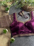 Wine Color Bridal Italian Silk Embroidered Blouse