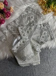Silver Color Designer Partywear Blouse with Heavy Beads Work in Georgette