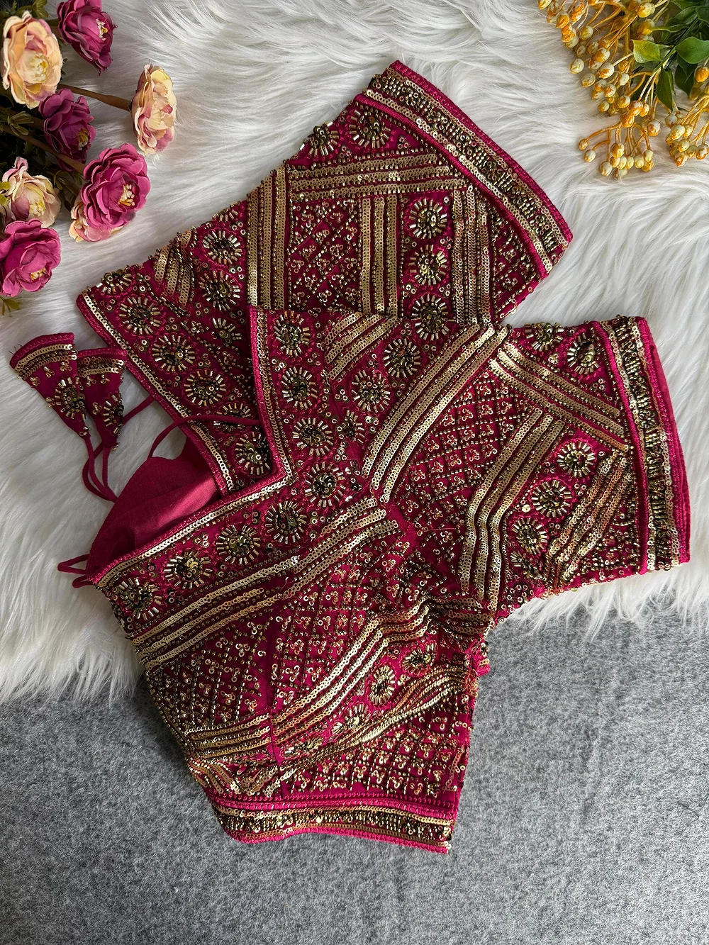 Rani Color Designer Partywear Blouse with Heavy Beads Work in Georgette — view 1