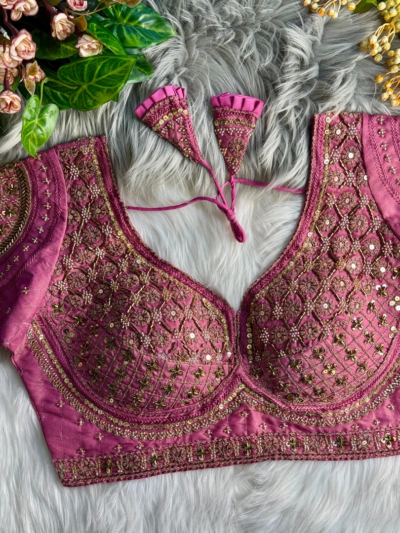 Peach Heavy Stars & Beads Bridal Partywear Blouse
