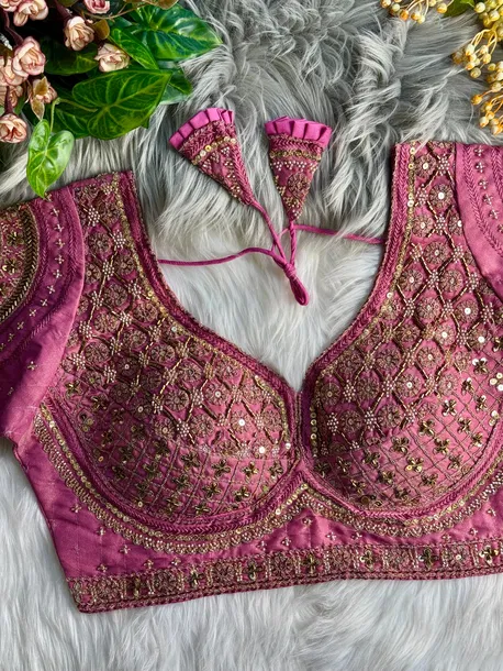 Peach Heavy Stars & Beads Bridal Partywear Blouse