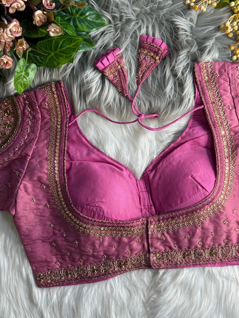 Peach Heavy Stars & Beads Bridal Partywear Blouse