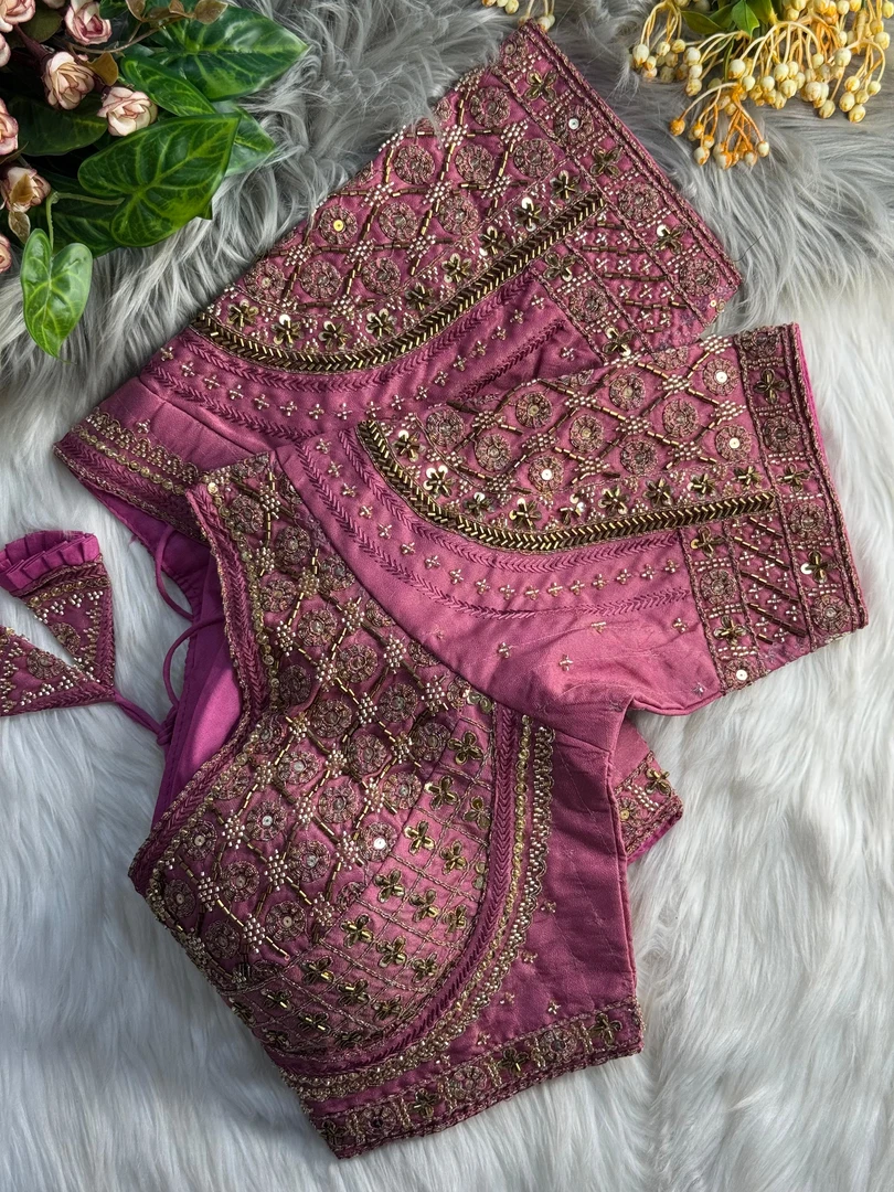 Peach Heavy Stars & Beads Bridal Partywear Blouse