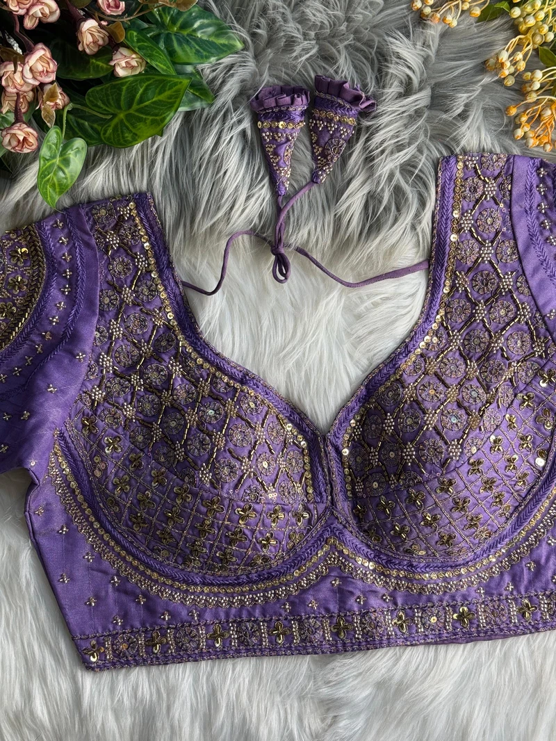 Lavender Heavy Stars & Beads Bridal Partywear Blouse