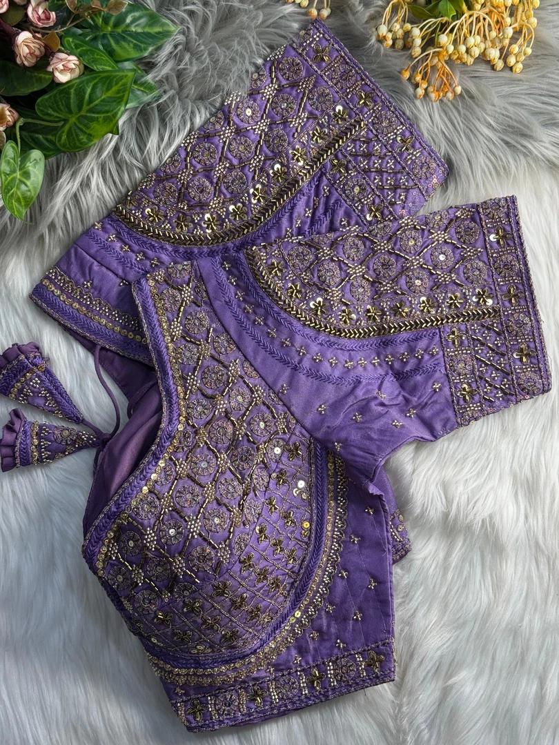 Lavender Heavy Stars & Beads Bridal Partywear Blouse