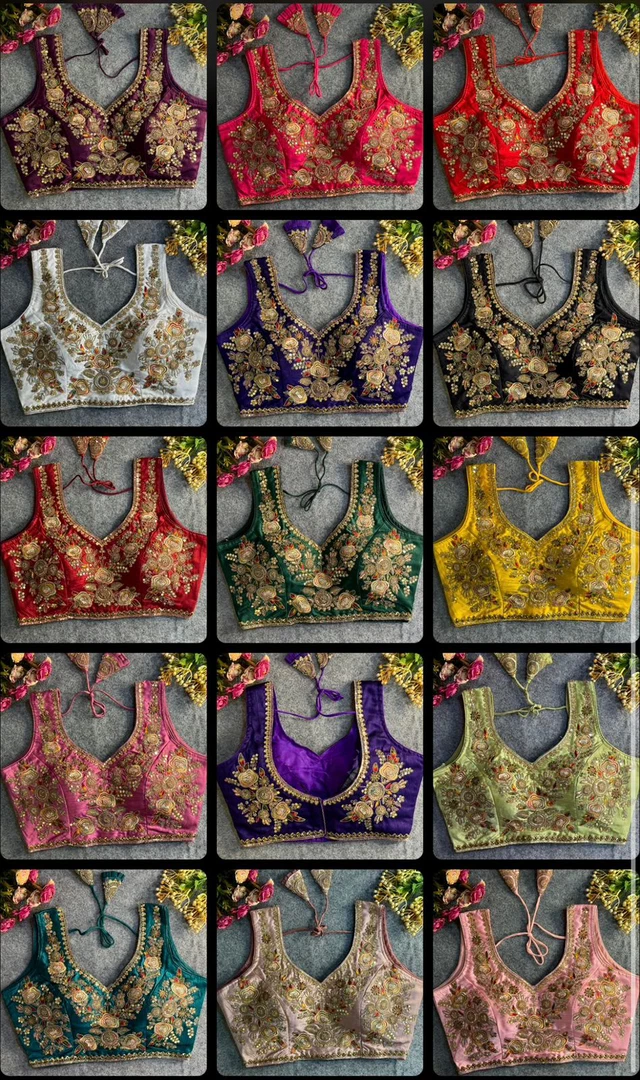 Peach Beads Work Bridal Blouse
