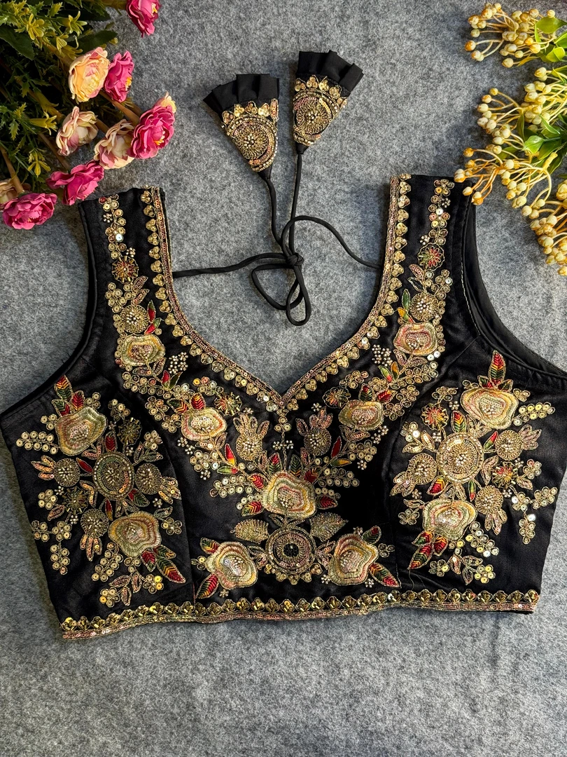 Black Beads Work Bridal Blouse