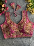 Pink Beads Work Bridal Blouse