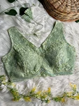 Pista Green Colour Designer Partywear Net Blouse