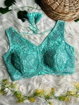 Sea Green Colour Designer Partywear Net Blouse