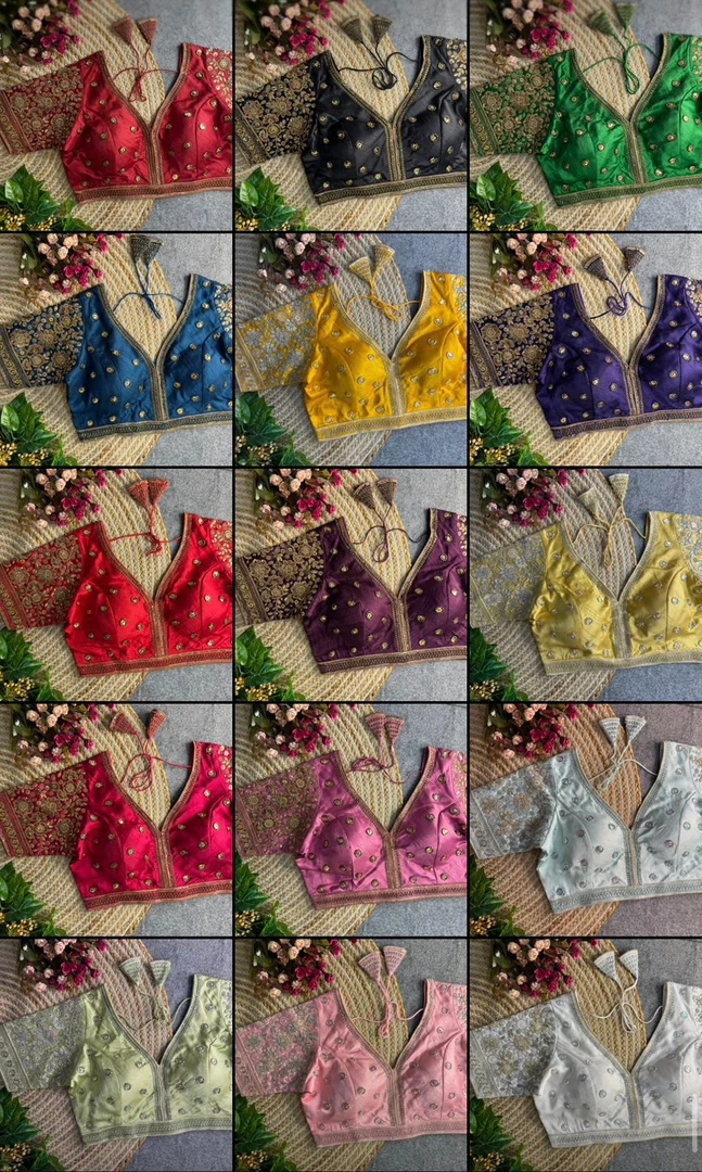 Red Colour V-Neck Bridal Blouse 