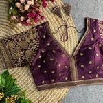 Wine Colour V-Neck Bridal Blouse 