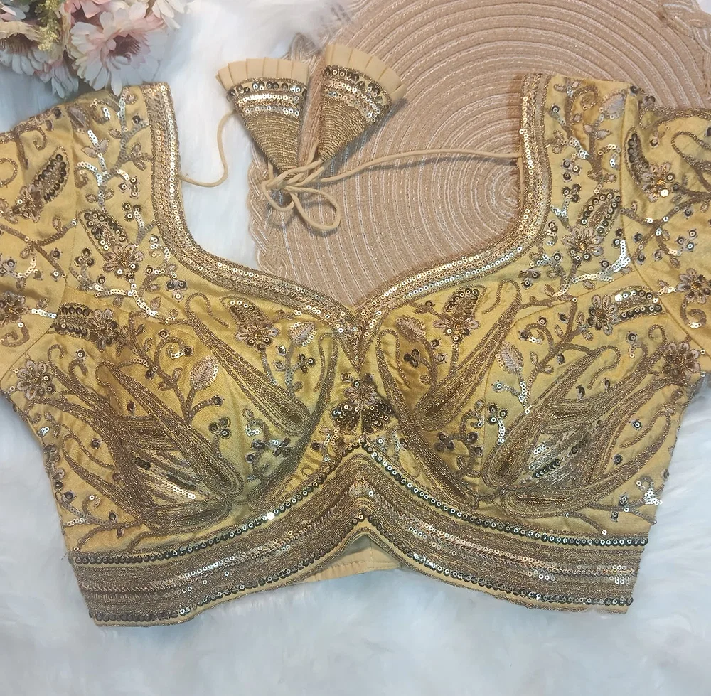 Gold Color Heavy Apple-Cut Bridal Blouse — view 1