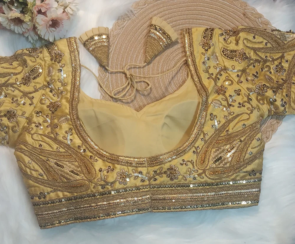 Gold Color Heavy Apple-Cut Bridal Blouse — view 2