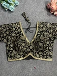 Black Thread Work Deep Neck Embroidered Blouse