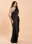 Black No Border Burfi Silk Saree With Blouse