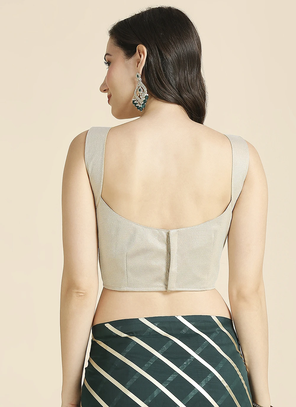 green Color Organza Chiffon Leheriya Print Saree With Blouse — view 8